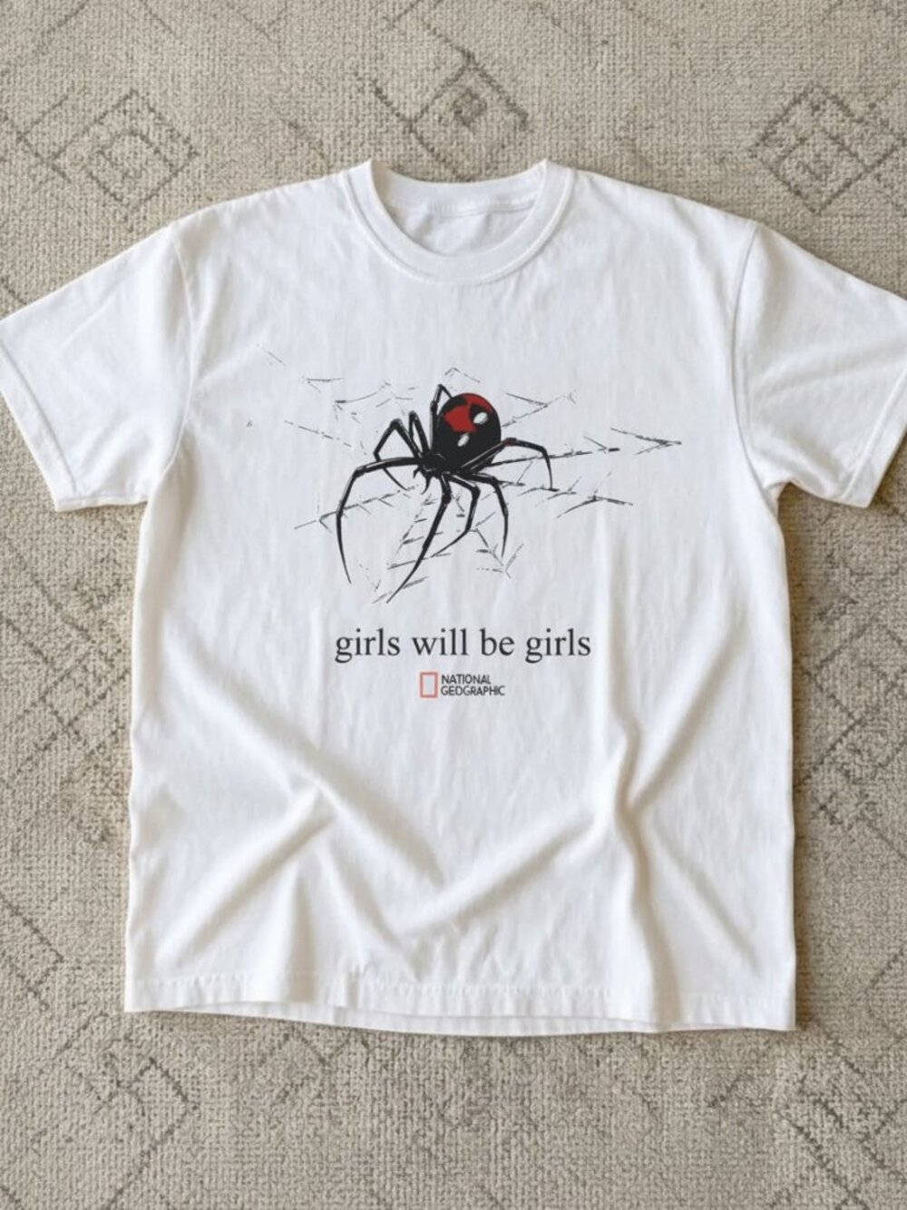 Girls Will Be Girls Spider Graphic Tee | Cute Creepy Crawly Nature T-Shirt
